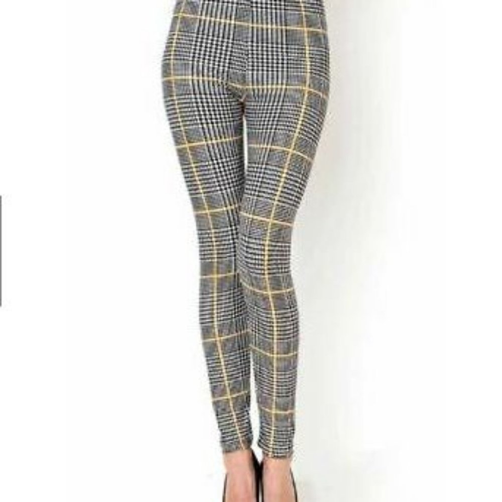 Black Yellow Plaid Leggings EXTRA PLUS